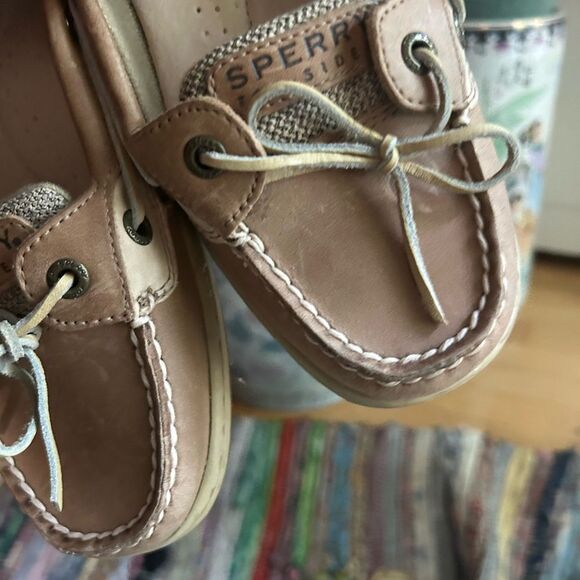 Sperry Women’s Top Sider Beige Leather Boat Shoes 8M - Picture 12 of 16